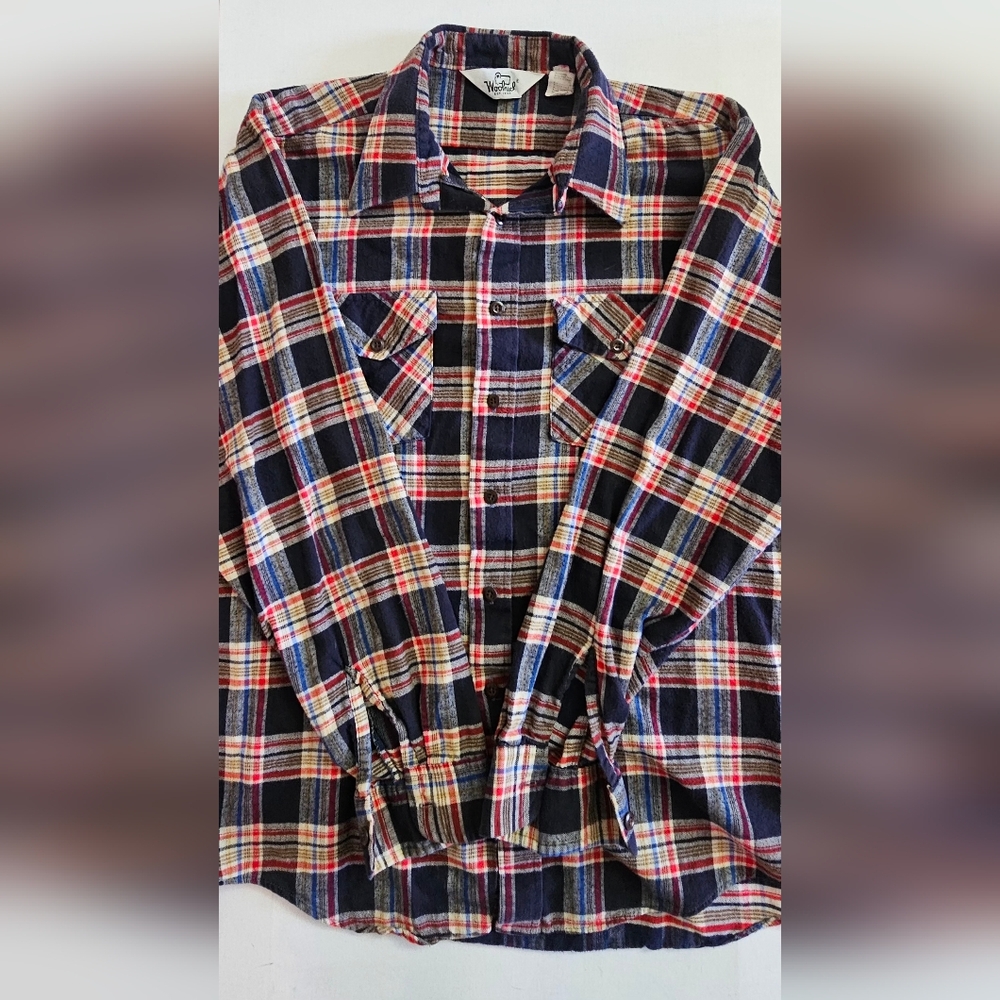 EUC Vintage Mens Woolrich 100% Cotton Plaid Flannel Size Xl